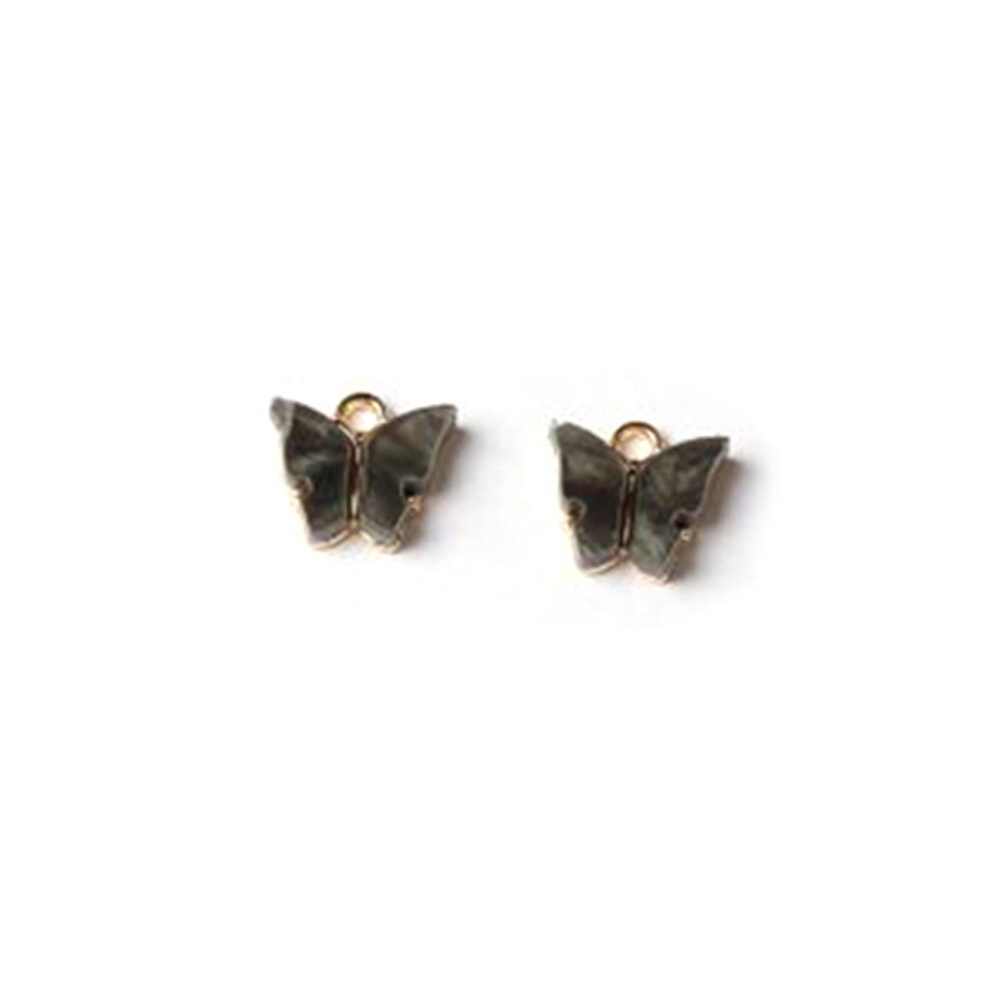 (Black) 10Pcs Alloy Acrylic Butterfly Pendants Diy Handmade Jewelry For Necklace Bracelet 110691714909