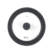 Russell Hobbs Universal Glass Lid for Pots – Fits 20, 22 and 24 cm Diameter Cookware, Soft-Touch Silicone Rim, Space-Saving, Steam