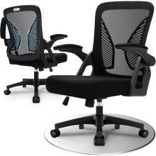 Durrafy Ergonomic Office Chair, Desk Chair with 90 Flip-up Armrests, Lumbar Support & Height Adjustable, Breathable Swivel Comput