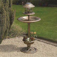 Other NEW BRONZE OUTDOOR BIRD FEEDER BATH SOLAR LIGHT WEATHER RESISTANT GARDEN HOTEL
