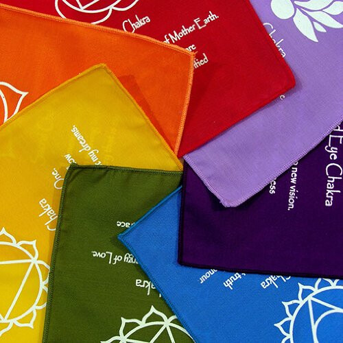 Rainbow Multi Colour Chakra Symbol & Mantra Affirmation Prayer Flags / Bunting 1