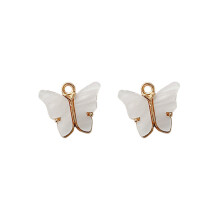 (White) 10PCS Alloy Acrylic Butterfly Pendants DIY Handmade Jewelry For Necklace Bracelet