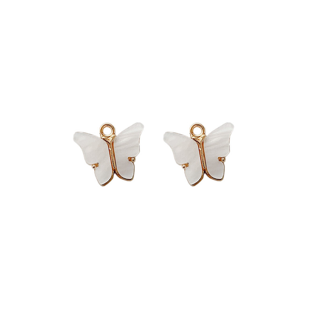(White) 10Pcs Alloy Acrylic Butterfly Pendants Diy Handmade Jewelry For Necklace Bracelet 110691714923