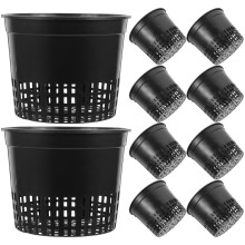 10 Pcs Hydroponic Mesh Basket, 13cm Large Slotted Net Pots for Aquatic Plants, Plastic Orchid Planters for Indoor/Outdoor Pond Gar