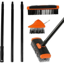 Weed Remover Tool Wire Brush Scraper Set Broom Twin Heads Set 3 in 1 Extendable Telescopic Handle Paving Garden Patio Cleaner Remo
