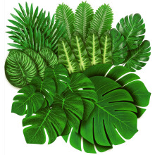 78 pieces of 8 kinds of fake leaves, tropical palm leaves, monstera leaves, artificial leaves for safari parks, Hawaiian dinosaurs
