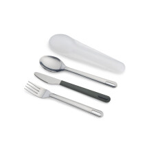 Joseph Joseph GoEat - On The Go Stainless-Steel Travel Cutlery Set for 1, Reusable Knife, Fork and Spoon Set with case for Lunch B