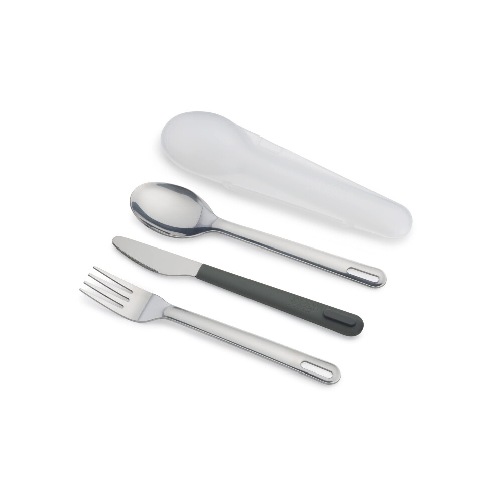 Joseph Joseph Goeat - On The Go Stainless-Steel Travel Cutlery Set For 1, Reusable Knife, Fork And Spoon Set With Case For Lunch B