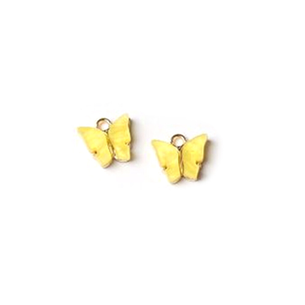 (Yellow) 10Pcs Alloy Acrylic Butterfly Pendants Diy Handmade Jewelry For Necklace Bracelet 110691714893