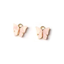 (Light Pink) 10PCS Alloy Acrylic Butterfly Pendants DIY Handmade Jewelry For Necklace Bracelet