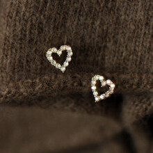 Fashion Hollow Heart Stud Earrings Diamond Earrings Women Girls Jewellery Gift