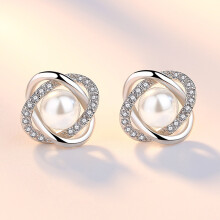 Crystal Pearl Twist Stud Earrings Fashion Earrings Jewellery Women Gift