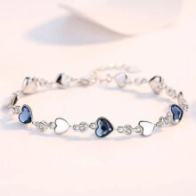 Romantic Crystals Love Heart Linked Charm Simple Bracelet - Elegant Women's Jewellery