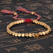 Handmade Tibetan Lucky Copper Bead Adjustable Weaving Bracelet