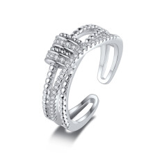 (White Gold) Adjustable Anti-Anxiety Spinner Ring - Rotating Meditation & Fidget Bead Stress Relief