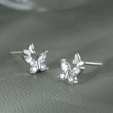 Crystal Butterfly Stud Earrings 925 Sterling Silver Jewellery Women Girls Gift