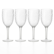 ZOPPER Plastic Wine Glasses Reusable Set of 4 Large BPA-Free Shatterproof Cups, Dimpled Design, Dishwasher Safe – Ideal for BBQ, P