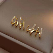 (Four Claws-Gold) Shiny Rhinestone 3/4/5-Claw Row Earrings, Simple Korean Style for Women, Perfect for Parties