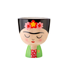 Sass & Belle Frida Planter - Indoor Plant Pot with Hand-Painted Floral Design – Quirky Colourful Ceramic Mini Flower Bulb Pot for