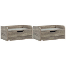 Floating Nightstand Set of 2 Wall Mounted Bedside Table with Storage Drawer for Bedroom, Grey