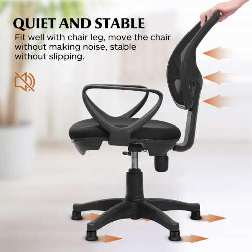 VOSAREA 5 x Replacement Felt Slider Chairs for Office Home (Black) 1