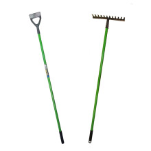 Garden Rake + Dutch Hoe Gardening Soil Leaves with Carbon Steel Blades 2pk