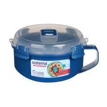 Sistema Round Breakfast Bowl (Blue, 850ml) Food Storage Container - Leak-Proof & BPA Free