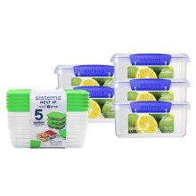 Sistema Meal Prep Combo - 5 Nest IT (870ml) + 3 Klip IT (1L) Containers, BPA-Free, Leak-Proof, Microwave & Dishwasher Safe