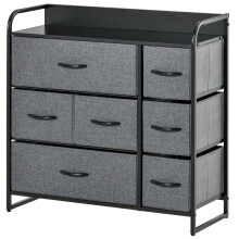 Grey 3-Tier Fabric Chest of Drawers with 7 Foldable Drawers, Bedroom Storage