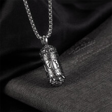 Stainless Steel Amulet Pendant Necklace For Tibetan Buddhist Urn Ashes