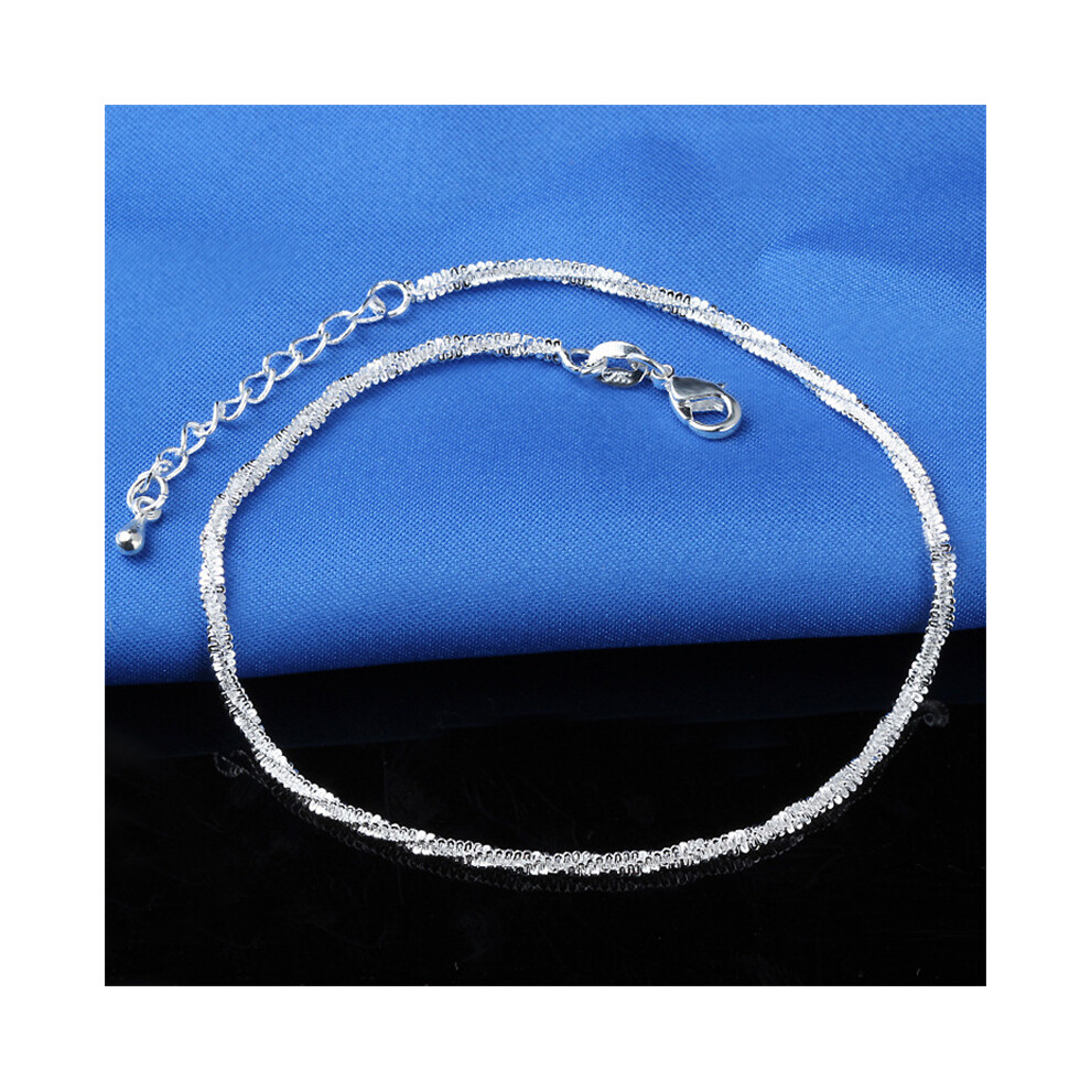 925 Sterling Simple Shiny Ankle Bracelet Anklet Foot Bracelet Chain Beach Silver