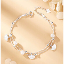 Leaf Bead Linked Charm Bracelet Women Jewellery Gift Simple Fashion Chain