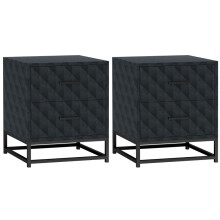Modern Nightstand Set of 2 with Drawers Storage Side Table Black