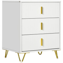 Elegant Chest of Three Drawers - White/Gold-Tone