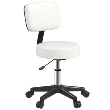 360 Swivel Salon Chair White Height Adjustable Padded Seat Back 5 Rolling Wheels for Hairdressing Tattoo Spa