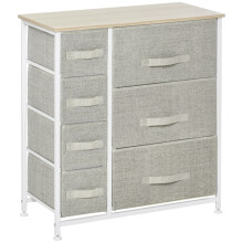 Light Grey 7-Drawer Fabric Chest of Drawers, Metal Frame Dresser with Large Storage & Adjustable Feet