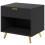 Elegant Bedside Table, with Drawer and Shelf - Black/Gold Tone 1