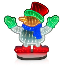Christmas Snowman 3D Infinity LED Window Light - 111 LEDs, USB Powered, 1m Wire, Indoor Decoration, W19.5xH23 cm