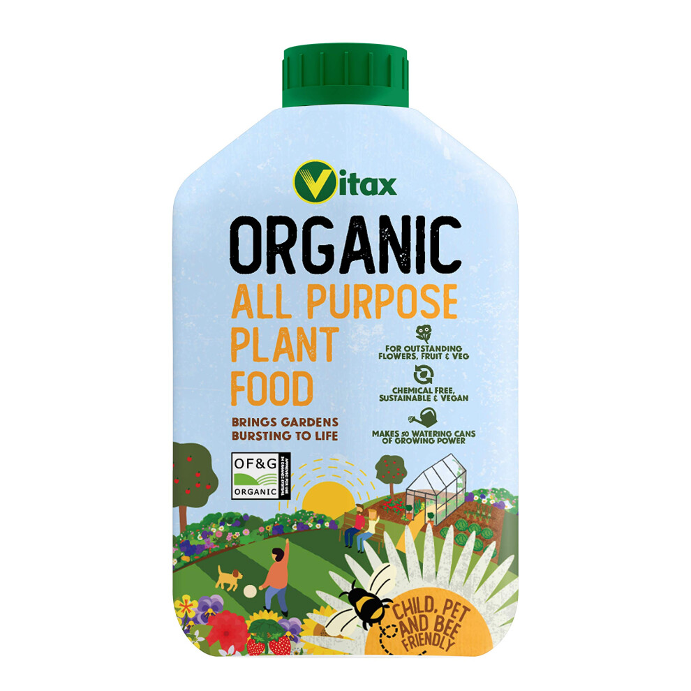 Vitax Organic All Purpose Plant Food - Concentrated Organic, Plant-Based Feed For All Around The Garden. 1 Litre - Makes 200 Litre