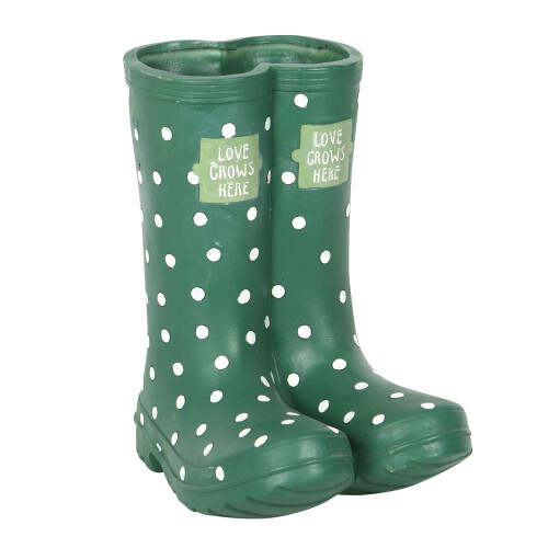 Something Different Wellington Boots Planter (One Size) (Dark Green)