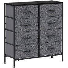 Black 8-Drawer Fabric Chest of Drawers, Industrial Dresser with Steel Frame & Wooden Top for Multi-Room Storage