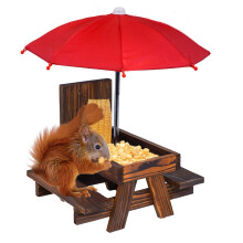 JETAINE Squirrel Feeder Picnic Table with Umbrella and Corn Cob Holder, New Premium Gift for Squirrel and Chipmunk Lover, Outdoor