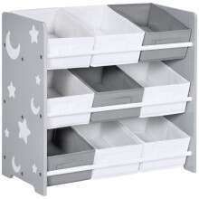 Kids Storage Rack, with Nine Removable Baskets, for Nursery, Bedroom, Playroom - Grey