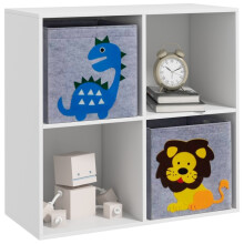 Kids Toy Box with Two Non-Woven Fabric Drawers, 61.8 x 29.9 x 61.8cm - White