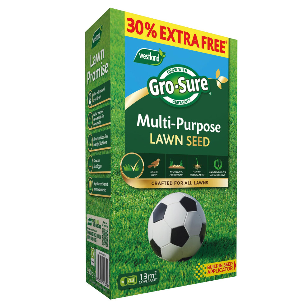 Westland Gro-Sure Multi Purpose Lawn Seed Box 10Sq.m + 30% Ef