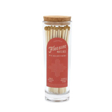 Paddywax Glass Jar Match Holder with Striker with 85 Fireplace Fireside Safety Matches, Matte Gold Tip