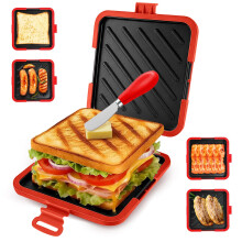 Microwave Toastie Sandwich Maker, Silicone Micro Toasties Sandwich Maker with Removable Non-Stick Grill Plates, Cookware Toaster B