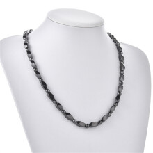 (Twisted ball) Natural Magnetic Black Hematite Mineral Stone Round Beads Necklace