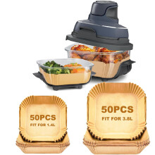 100PCS Air Fryer Liners for Ninja CRISPi FN101UKGY, Disposable Air Fryer Parchment Paper Liners for 3.8L & 1.4L Glass Container Ai