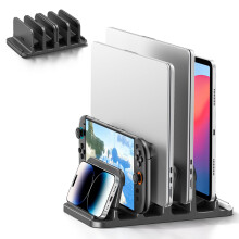 KDD Vertical Laptop Stand with 4 Slot,6-in-1 Laptop Holder Desktop Stand with Gravity Locking,Space-Saving Organizer for MacBook/M